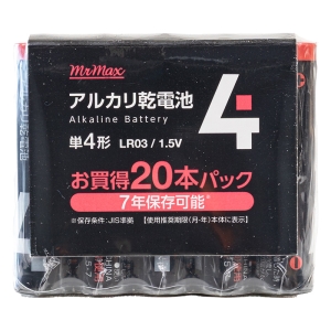 アルカリ乾電池 単4形20本パック MGCLR03｜20SV