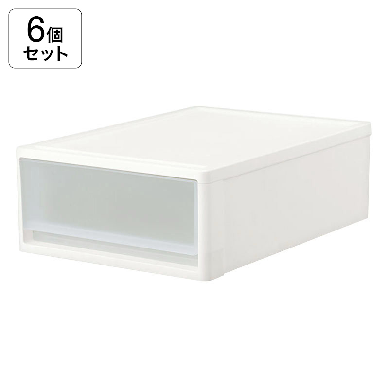 【お取り寄せ商品】【6個セット】クローゼット衣装ケース S W390×D530×H180mm 4573595498508×6 ホワイト