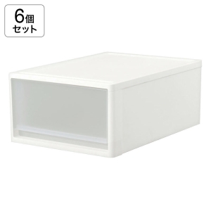 【お取り寄せ商品】【6個セット】クローゼット衣装ケース M W390×D530×H220mm 4573595498515×6 ホワイト