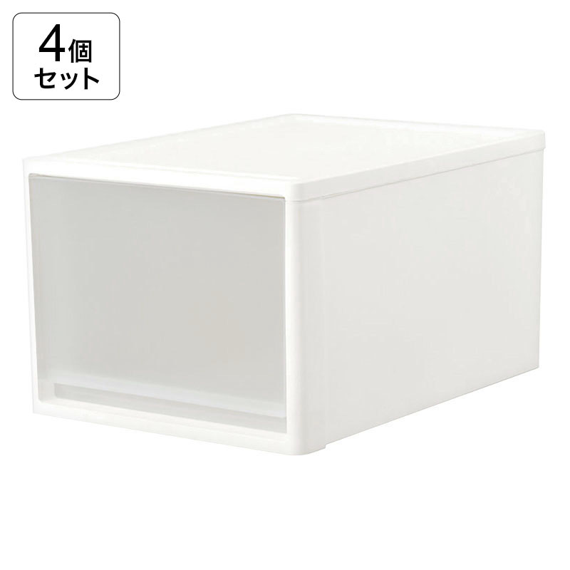 【お取り寄せ商品】【4個セット】クローゼット衣装ケース L W390×D530×H300mm 4573595498522×4 ホワイト