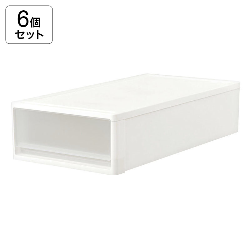 【お取り寄せ商品】【6個セット】押入れ衣装ケース S W390×D740×H180mm 4573595498539×6 ホワイト
