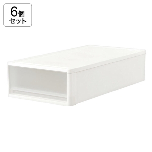 【お取り寄せ商品】【6個セット】押入れ衣装ケース S W390×D740×H180mm 4573595498539×6 ホワイト