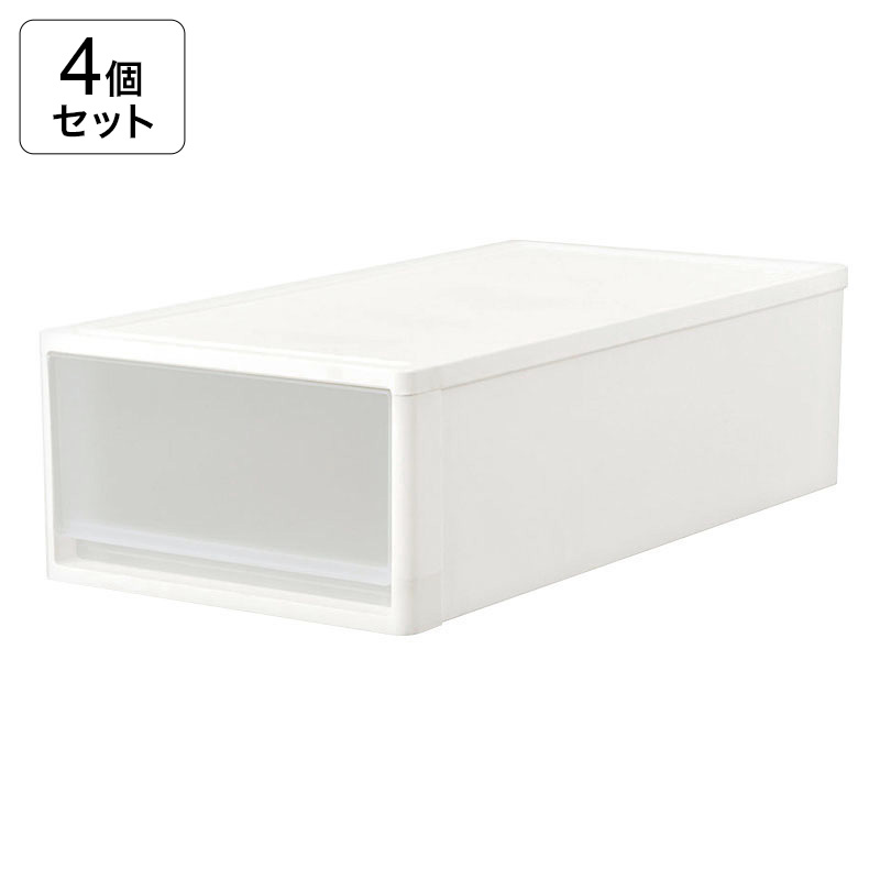【お取り寄せ商品】【4個セット】押入れ衣装ケース M W390×D740×H220mm 4573595498546×4 ホワイト
