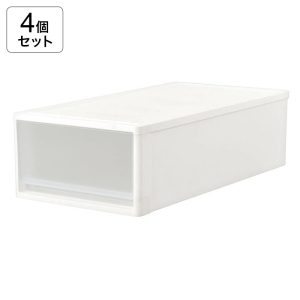 【お取り寄せ商品】【4個セット】押入れ衣装ケース M W390×D740×H220mm 4573595498546×4 ホワイト