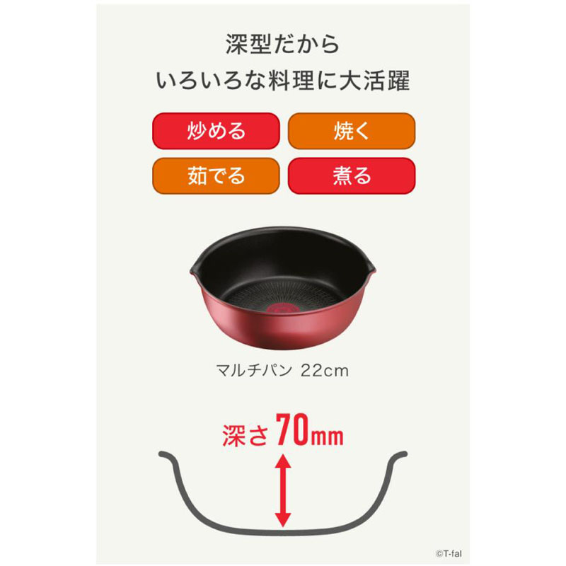 【お取り寄せ商品】インジニオ・ネオ IHルージュ・アンリミテッド マルチパン 22cm ガス火・IH対応