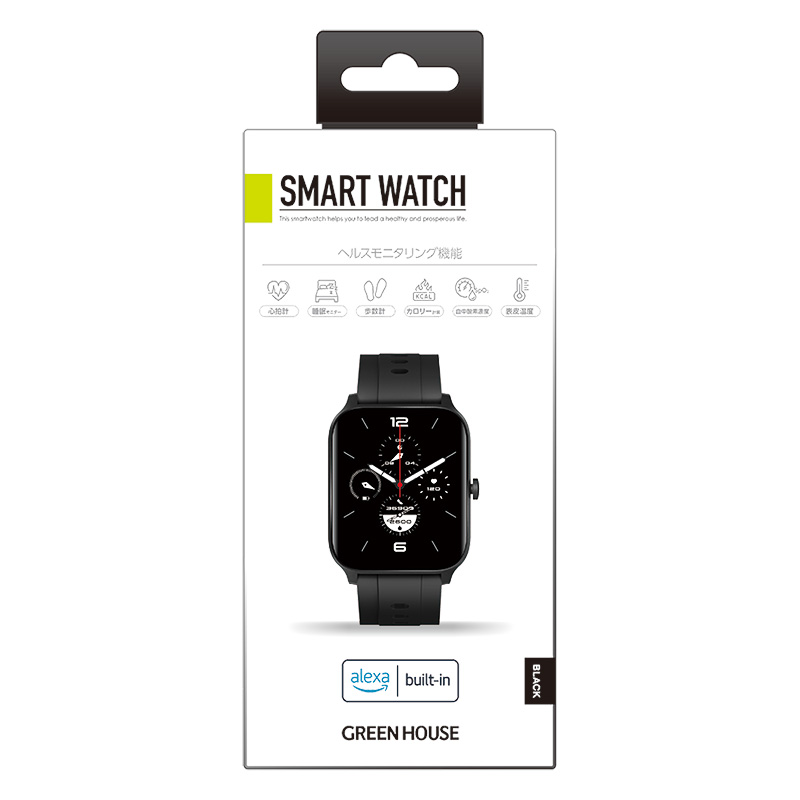 【お取り寄せ商品】スマートウォッチ スクエア GH-SMWA-BK ブラック
