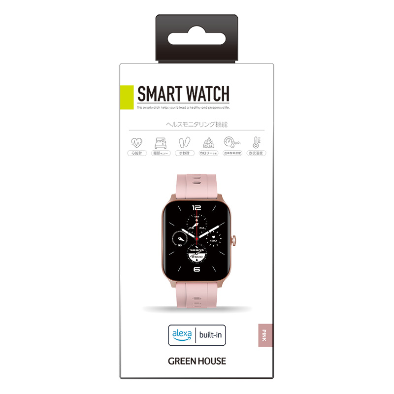 【お取り寄せ商品】スマートウォッチ スクエア GH-SMWA-PK ピンク