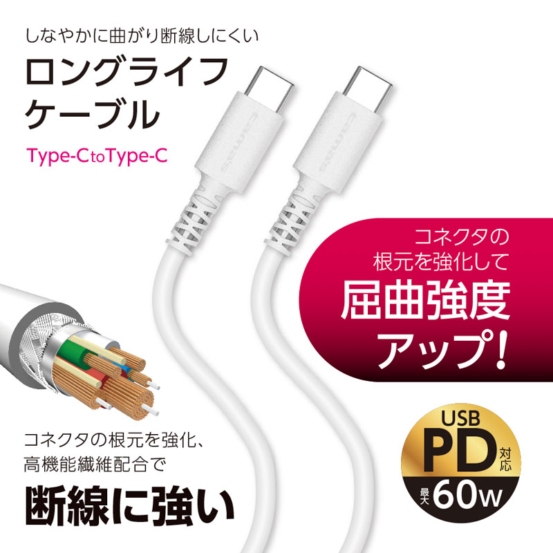 USB2.0 Type-C|Type-Cケーブル 1.0m ホワイト