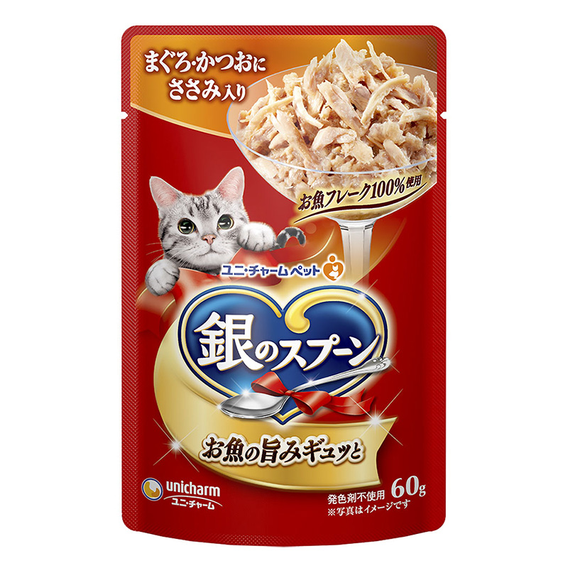 銀のスプーンパウチまぐろ・かつおにささみ入り60g
