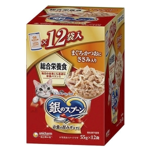 銀のスプーン パウチ総合栄養食 まぐろ・かつおにささみ入り 55g×12袋入