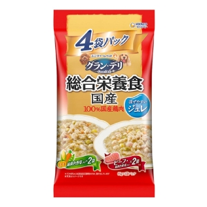 グラン・デリ 総合栄養食国産パウチ ジュレ 成犬用 緑黄色野菜入り×ビーフ入り 65g×4袋