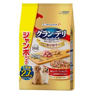 グラン・デリ カリカリ仕立て 味わいビーフ入り セレクト ビーフ緑黄色野菜ささみ小魚入り ジャンボパック 2.7kg