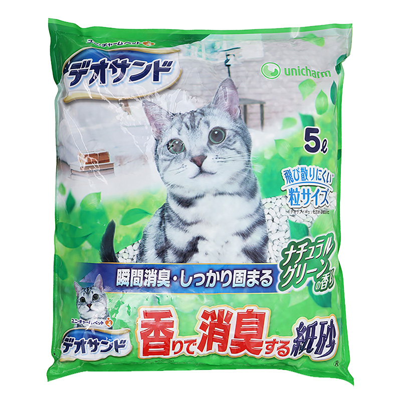 デオサンド 香りで消臭する紙砂 ナチュラルグリーンの香り 5L