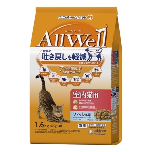 オールウェル 室内猫用 フィッシュ味挽き小魚とささみフリーズドライパウダー入り1.6kg