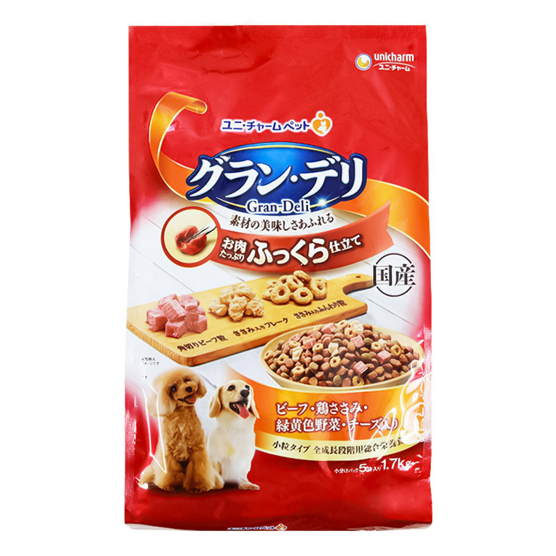 グラン・デリ ふっくら仕立て ビーフ・鶏ささみ・緑黄色野菜・チーズ・角切りビーフ粒入り 1.7kg