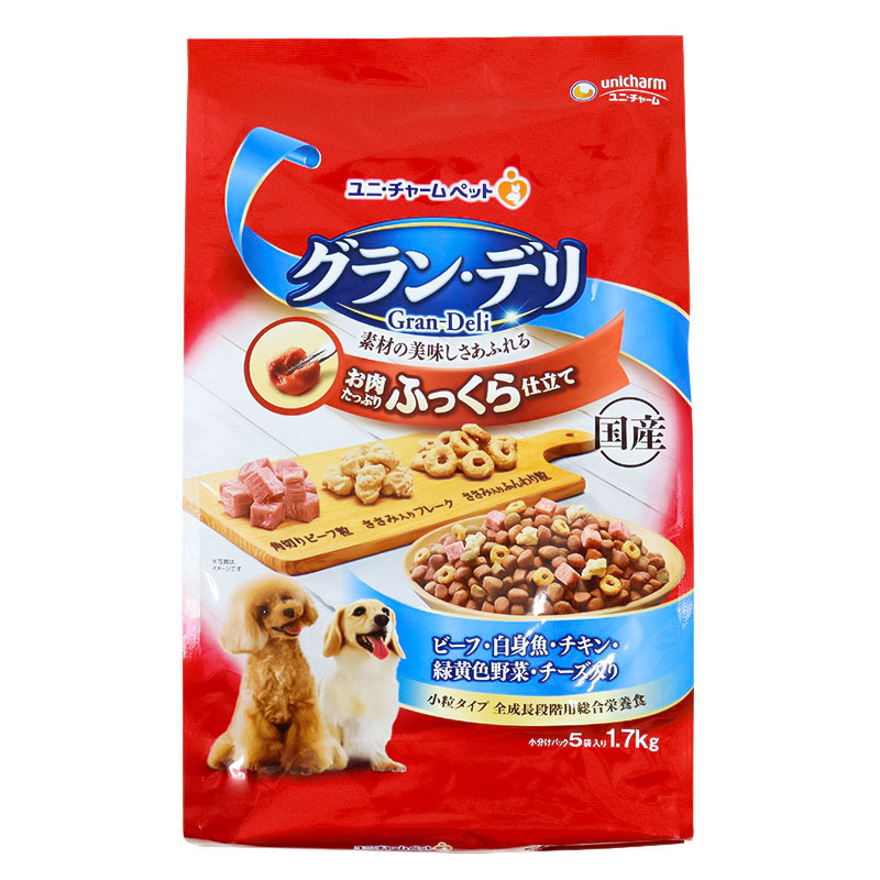 グラン・デリ ふっくら仕立て ビーフ・白身魚・チキン・緑黄色野菜・チーズ・角切りビーフ粒入り 1.7kg
