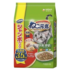 ねこ元気お 魚と野菜入りミックス まぐろ・かつお・白身魚・緑黄色野菜入り 3.5kg