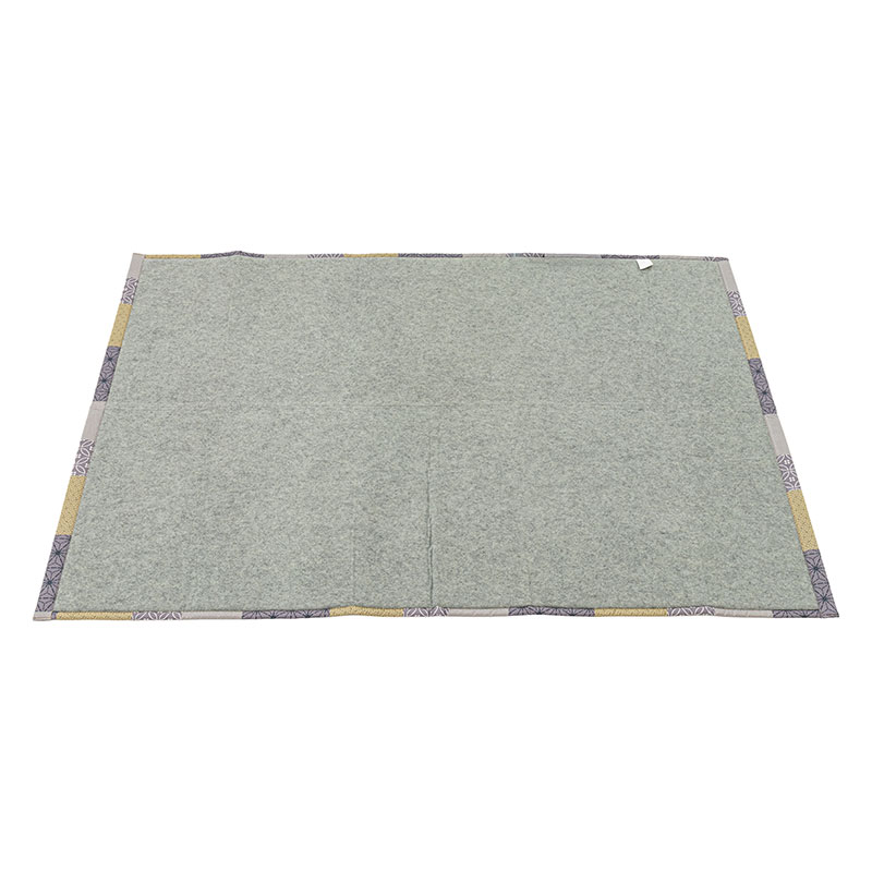 ふっくら コンパクト い草ラグ 約1.5帖(120×180cm) 唐草市松 グレー