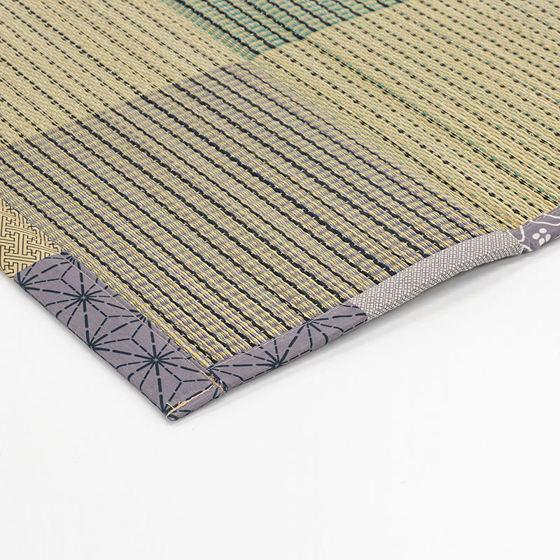 ふっくら コンパクト い草ラグ 約3帖(180×230cm) 唐草市松 グレー