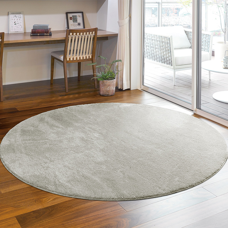 カチオン シャギーラグ 円形(直径130cm) グレー