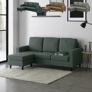■3人用ファブリックカウチソファ 幅195×奥行75×高さ85cm