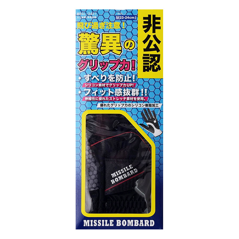 ミサイルボンバー ゴルフグローブ 左手用 ブラック【MBGL3401】