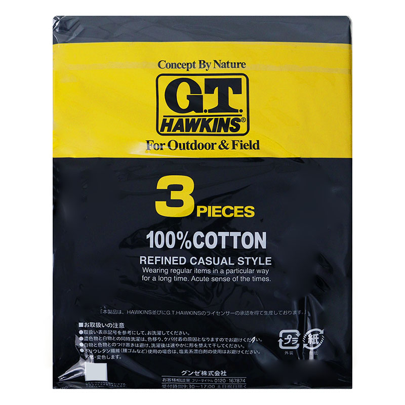 G.T.HAWKINS  メンズクルーネック Tシャツ  3枚組 ブラック