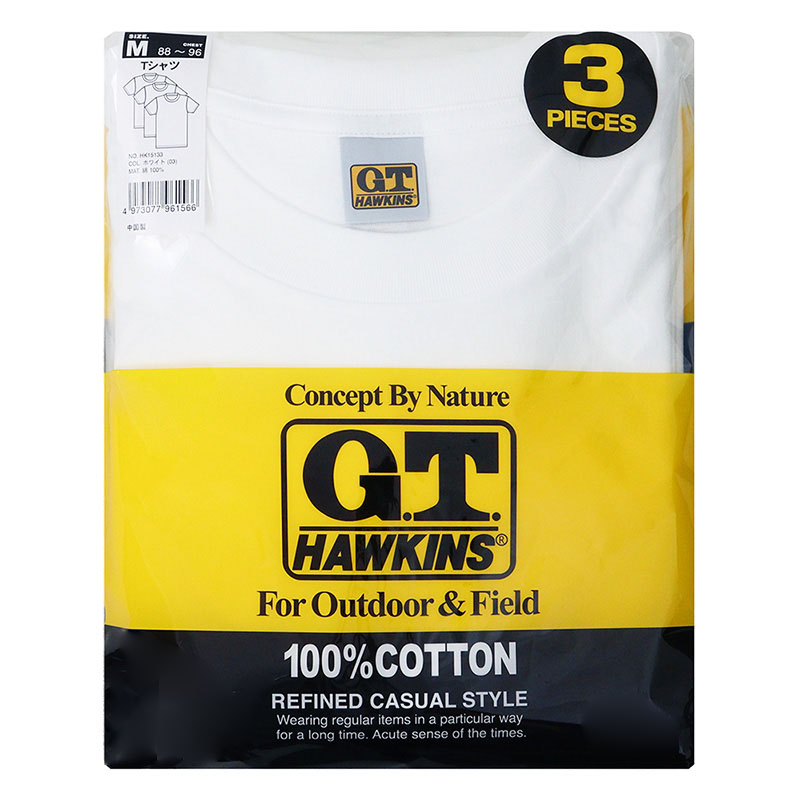 G.T.HAWKINS  メンズVネックTシャツ  3枚組 ホワイト