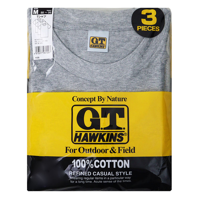 G.T.HAWKINS  メンズVネックTシャツ  3枚組 グレー杢