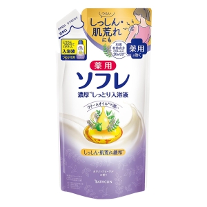薬用ソフレ 濃厚しっとり入浴液 400ml ホワイトフローラルの香り 詰替【医薬部外品】