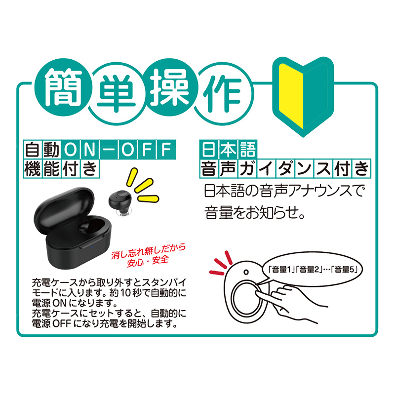極みみ 充電式片耳集音器 YAAK-01-1 ブラック