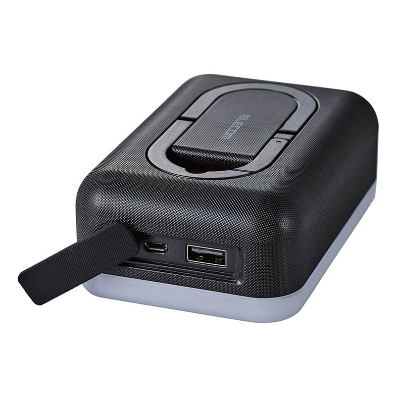 【アウトレット品】6700mAh 防災LED付 モバイルバッテリー 平型 ブラック