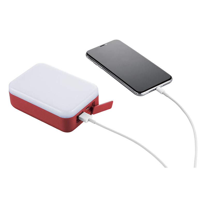 6700mAh 防災LED付 モバイルバッテリー 平型 レッド