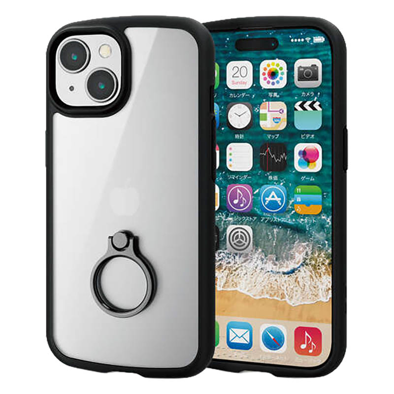 iPhone 15 TOUGH SLIM LITE フレームカラー リング付 ブラック