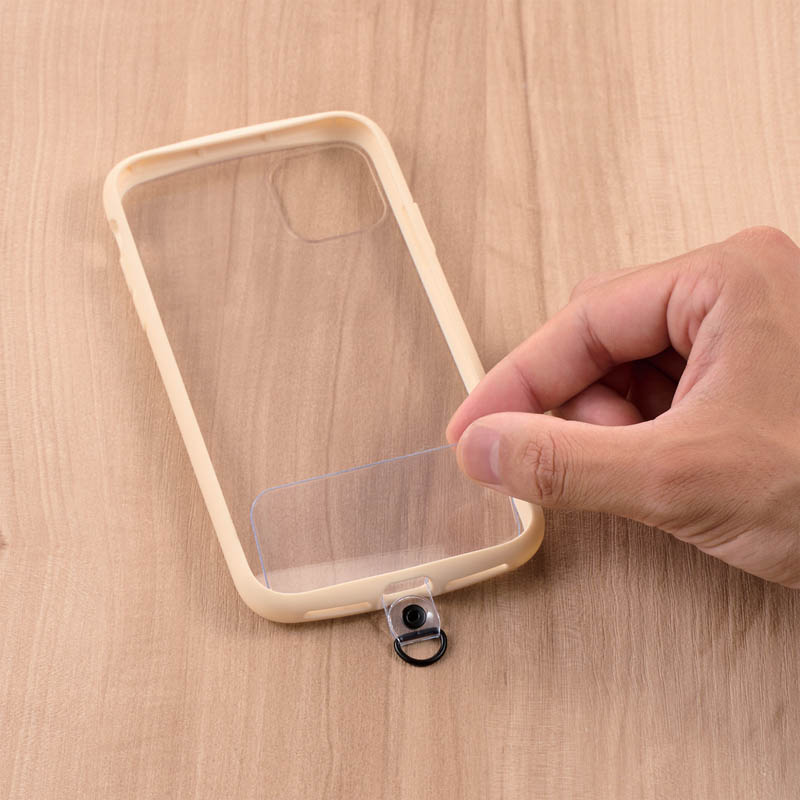 【お取り寄せ商品】スマホショルダーストラップ ストラップホールシート付属 (1口タイプ×1枚|2口タイプ×1枚) 丸紐タイプ 6mm ブラック