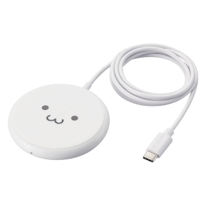 【お取り寄せ商品】ケーブル一体型 Qi規格対応ワイヤレス充電器(5W・卓上・1m) しろちゃん(ホワイト×ブラック)