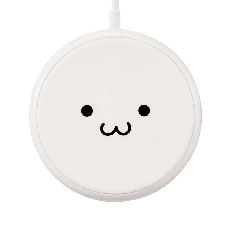 【お取り寄せ商品】ケーブル一体型 Qi規格対応ワイヤレス充電器(5W・卓上・1m) しろちゃん(ホワイト×ブラック)