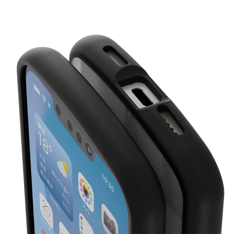 【お取り寄せ商品】iPhone 17e 16e TOUGH SLIM LITE ハイブリッドケース フレームカラー ブラック 背面クリア リング付
