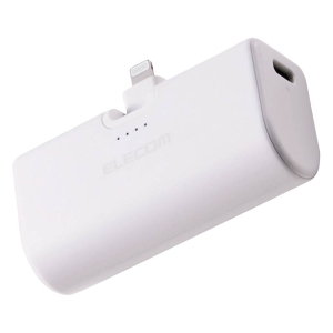モバイルバッテリー リチウムイオン電池 直挿し 180度スイングコネクタ 5000mAh USB-C Lightningコネクタ ホワイト