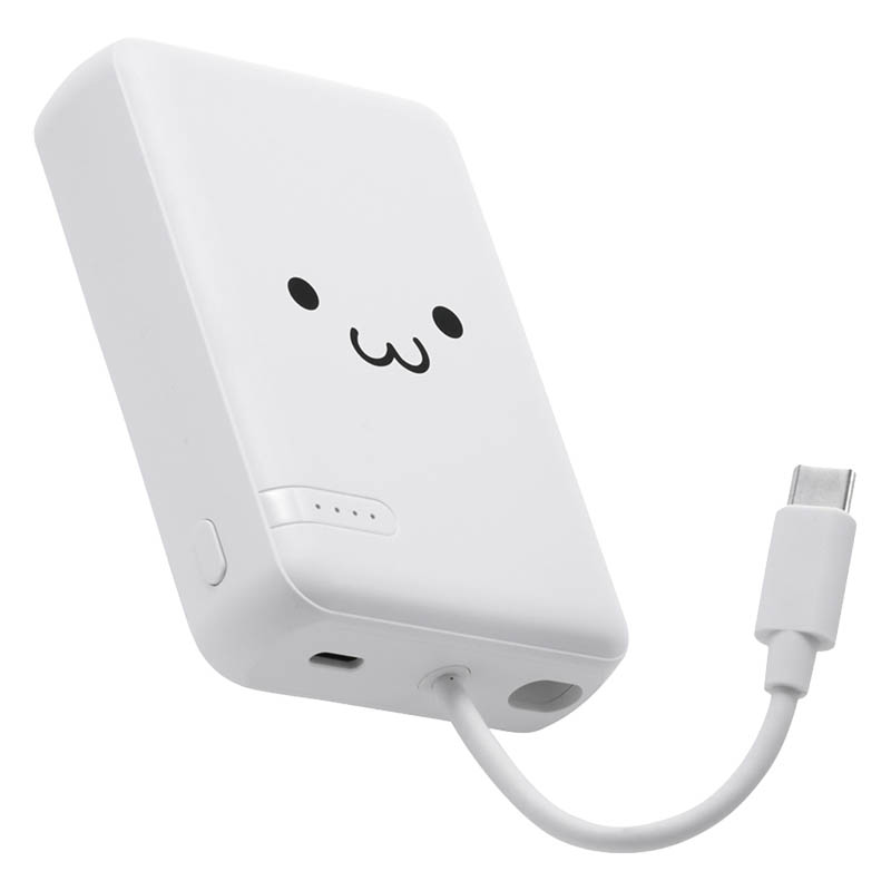 【お取り寄せ商品】モバイルバッテリー リチウムイオン電池 10000mAh USB-C ケーブル一体型 しろちゃん