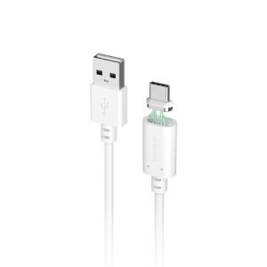 USB-A to USB Type-Cケーブル 着脱式 マグネット 最大15W ブレーカー搭載 2.0m ホワイト