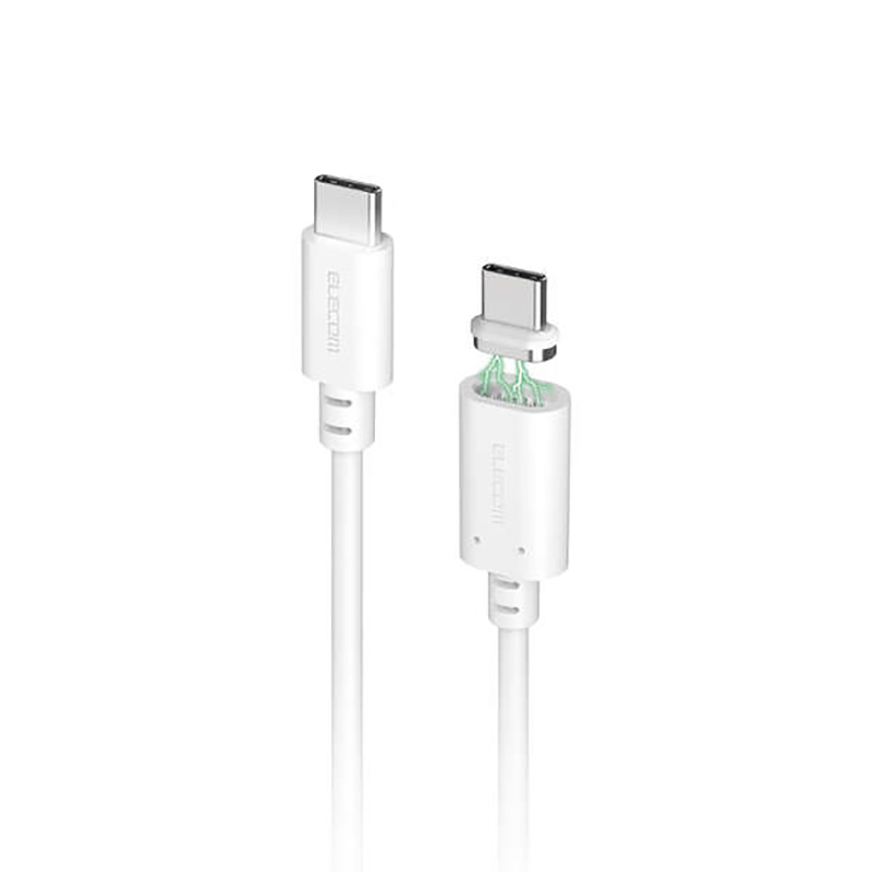 ピタッとマグネットケーブル(USB Type-C(TM) - USB Type-C｜60W)2.0m ホワイト
