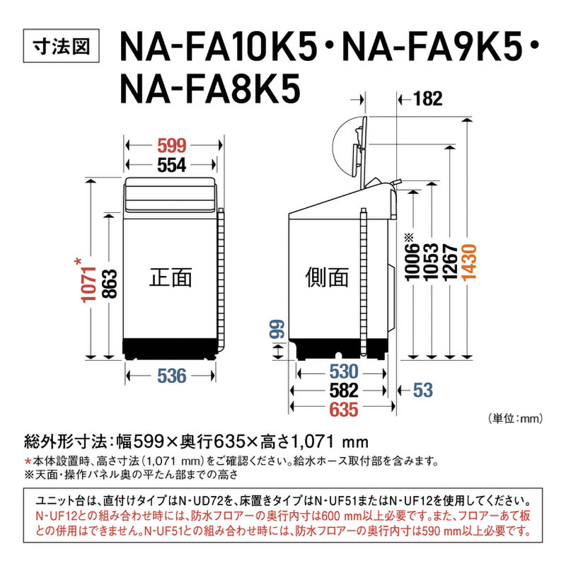 8kg 全自動縦型洗濯機 NA-FA8K5-W ホワイト