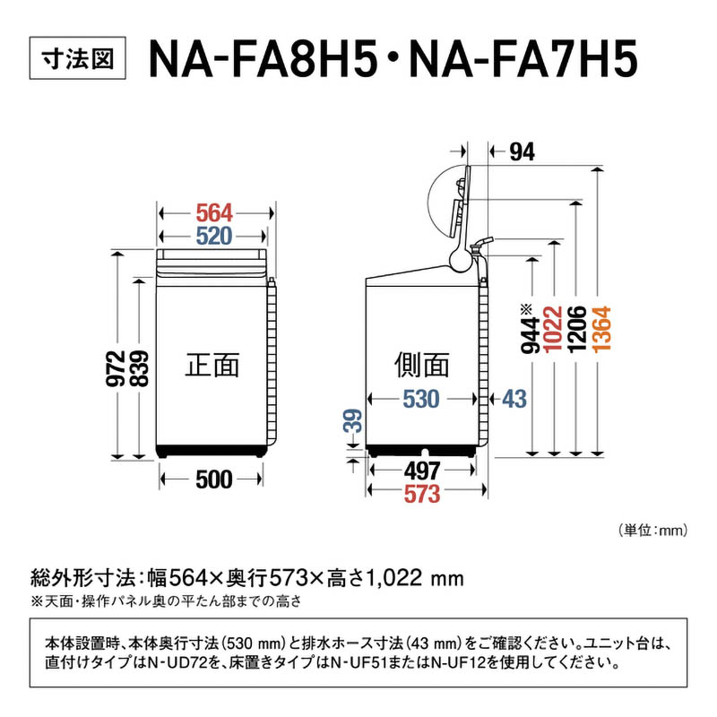7kg 全自動縦型洗濯機 NA-FA7H5-C ナチュラルベージュ