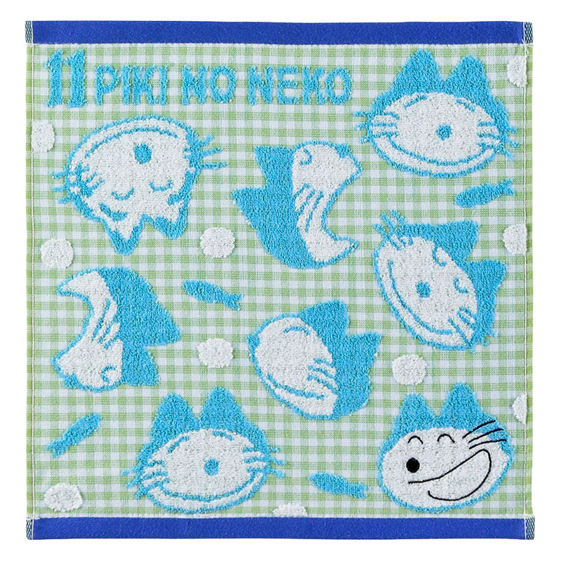 【お取り寄せ商品】11ぴきのねこ ウォッシュタオル ニャゴチェック 34×35cm ブルー