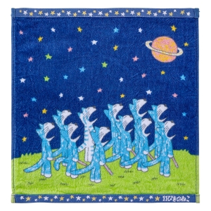 【お取り寄せ商品】11ぴきのねこ ウォッシュタオル 花火キラキラ 34×35cm ネイビー