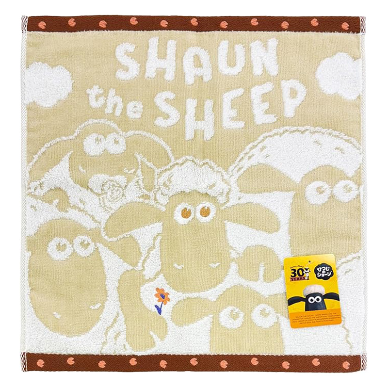 【お取り寄せ商品】ひつじのショーン ウォッシュタオル ルックアップ 34×35cm ベージュ