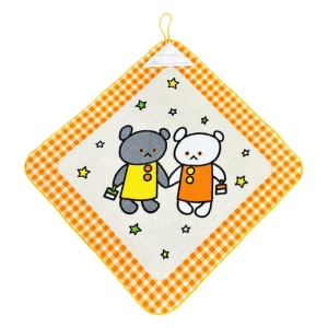 【お取り寄せ商品】ループ付ウォッシュタオル こぐまちゃん だいすき 34×34cm オレンジ