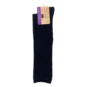 レディース コットンソックス 38cm丈 無地 黒 23-25cm