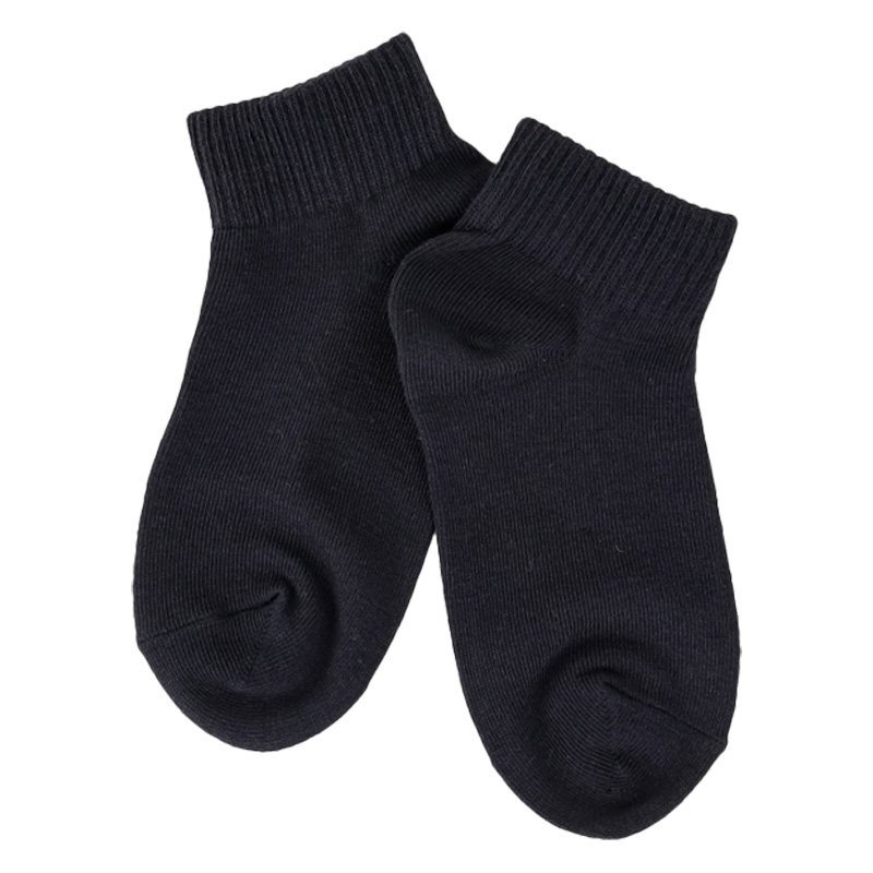キッズ 学校へ行こう 無地 ショート丈 2足組 紺 16-18cm